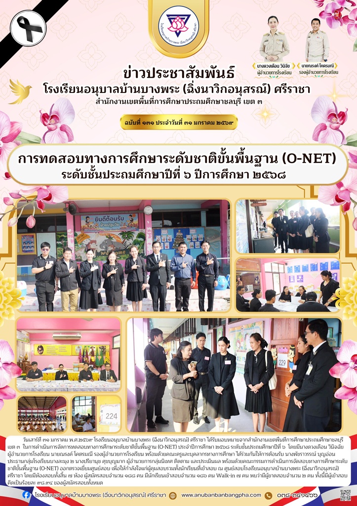 การทดสอบทางการศึกษาระดับชาติขั้นพื้นฐาน (O-NET) ระดับชั้นประถมศึกษาปีที่ 6 ปีการศึกษา 2568