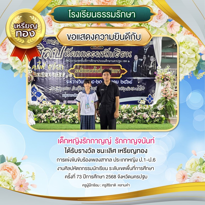 ผลการแข่งขัน งานศิลปหัตถกรรมนักเรียน ระดับเขตพื้นที่การศึกษา ครั้งที่ 73 ปีการศึกษา 2568 จังหวัดนครปฐม